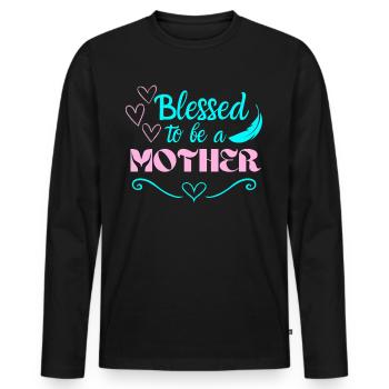 Béni d’être une maman meilleure citation de maman - T-shirt manches longues Premium bio Homme - noir - Devant - Nico (187cm)