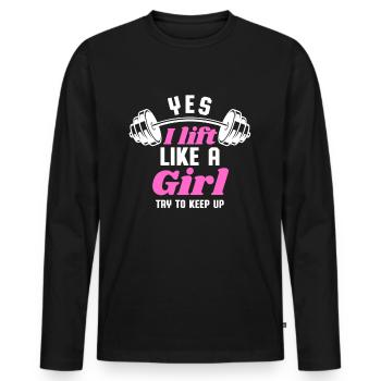 Je soulève comme une fille Haltérophilie Gym pour femmes - T-shirt manches longues Premium bio Homme - noir - Devant - Nico (187cm)