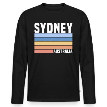 Sydney, Australia - Men's Premium Organic Long Sleeve Shirt - black - Front - Nico (187cm)