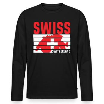 Swiss - Men's Premium Organic Long Sleeve Shirt - black - Front - Nico (187cm)