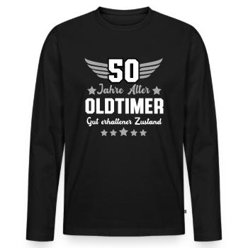 50e anniversaire rond anniversaire vintage hommes - T-shirt manches longues Premium bio Homme - noir - Devant - Nico (187cm)