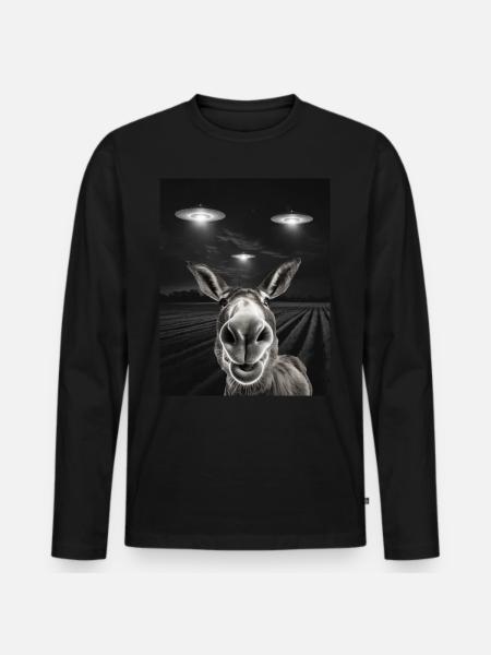 Grappige kont selfie voor UFO's Asses UFO - Mannen Premium Bio shirt met lange mouwen - zwart