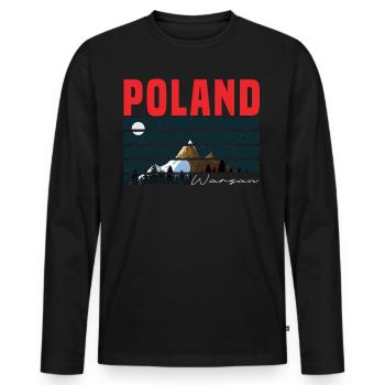 Pologne Varsovie - T-shirt manches longues Premium bio Homme - noir - Devant - Nico (187cm)