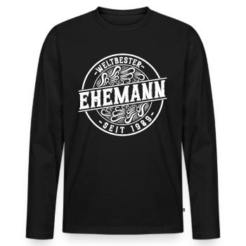 Best husband since 1989 35th wedding anniversary - Men's Premium Organic Long Sleeve Shirt - black - Front - Nico (187cm)