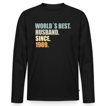 Best husband since 1989 35th wedding anniversary - Men's Premium Organic Long Sleeve Shirt - black - Front - Nico (187cm)