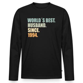Best husband since 1994 30th wedding anniversary - Men's Premium Organic Long Sleeve Shirt - black - Front - Nico (187cm)