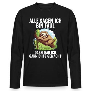 My parents all say I'm lazy sloth - Men's Premium Organic Long Sleeve Shirt - black - Front - Nico (187cm)
