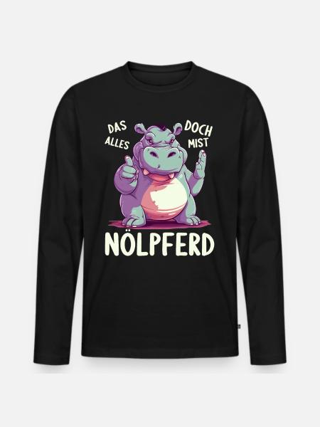 Hippo Hippo Complain Complainer Nölpferd - Men's Premium Organic Long Sleeve Shirt - black