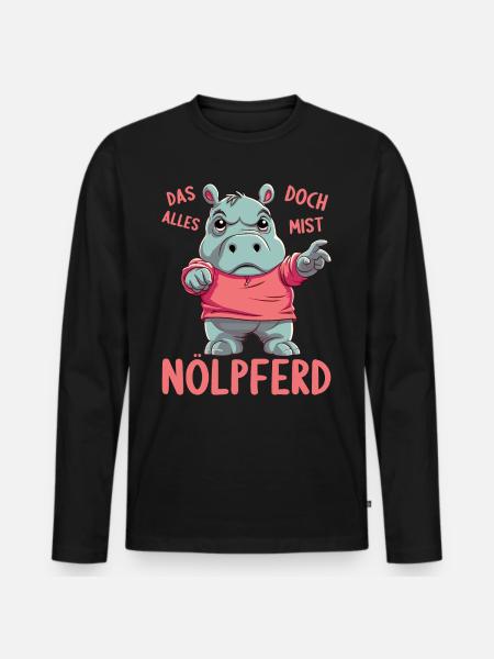 Hippo Hippo Complain Complainer Nölpferd - Men's Premium Organic Long Sleeve Shirt - black
