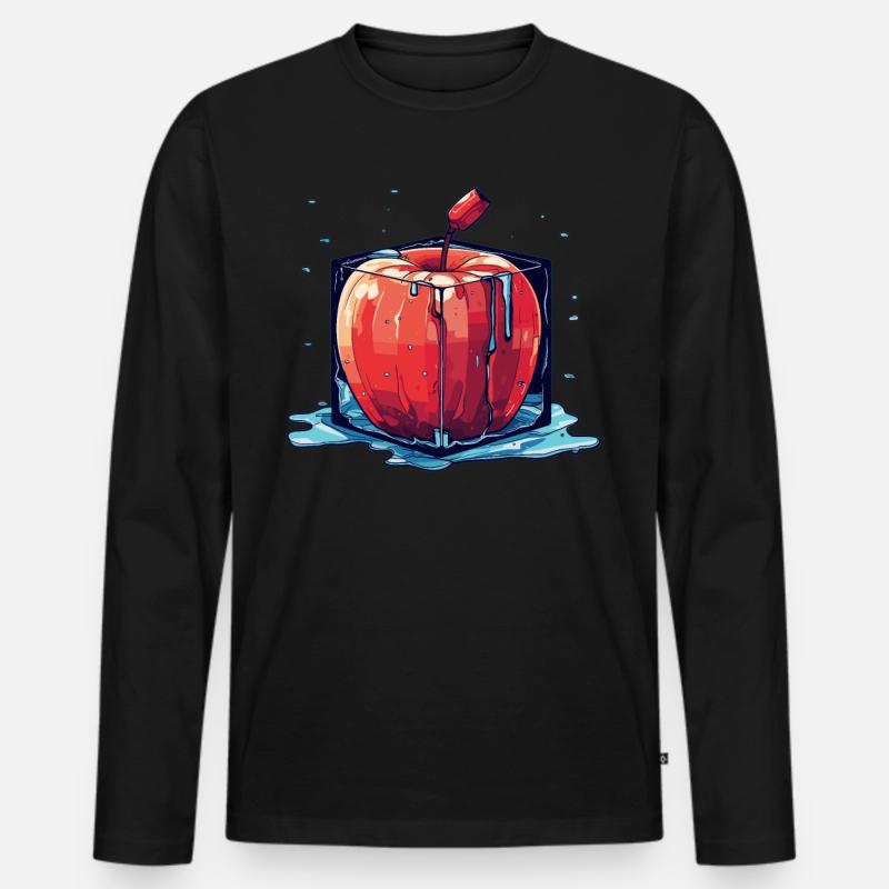 Würfel Apfel Cube Apple - Männer Premium Bio Langarmshirt - Schwarz