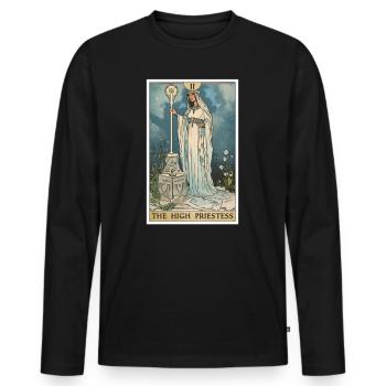 Carte de Tarot La Grande Prêtresse La Grande Prêtresse - T-shirt manches longues Premium bio Homme - noir - Devant - Nico (187cm)