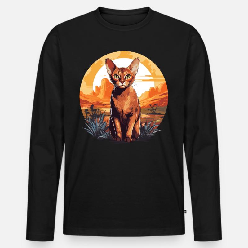 Abyssinian Cat Abessinierkatze - Männer Premium Bio Langarmshirt - Schwarz