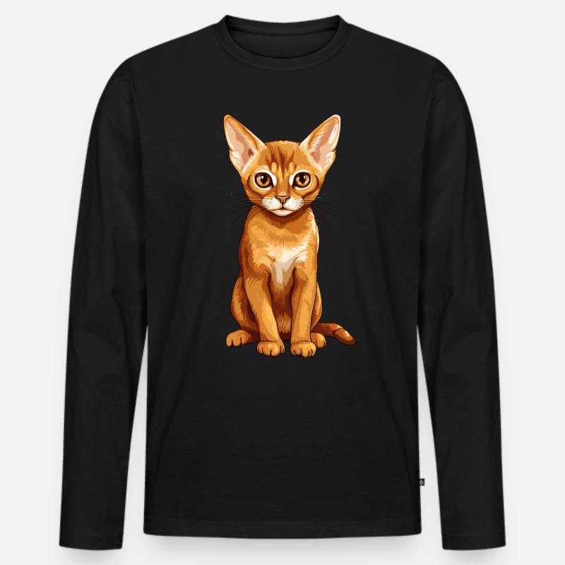 Abyssinian Cat Abessinierkatze - Männer Premium Bio Langarmshirt - Schwarz