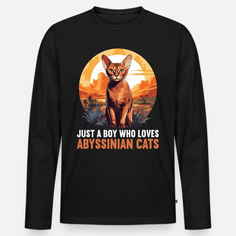 Abyssinian Cat Abessinierkatze - Männer Premium Bio Langarmshirt - Schwarz