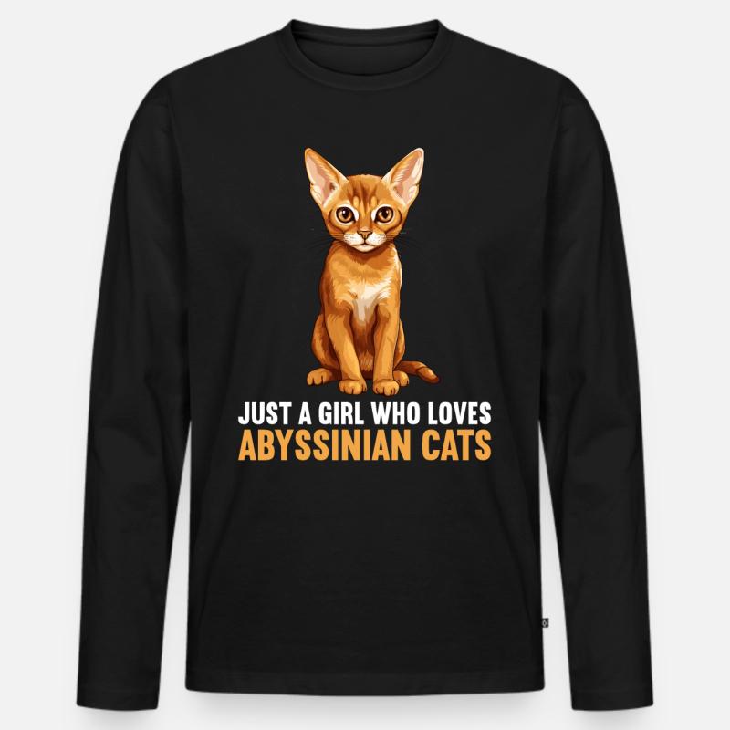 Abyssinian Cat Abessinierkatze - Männer Premium Bio Langarmshirt - Schwarz