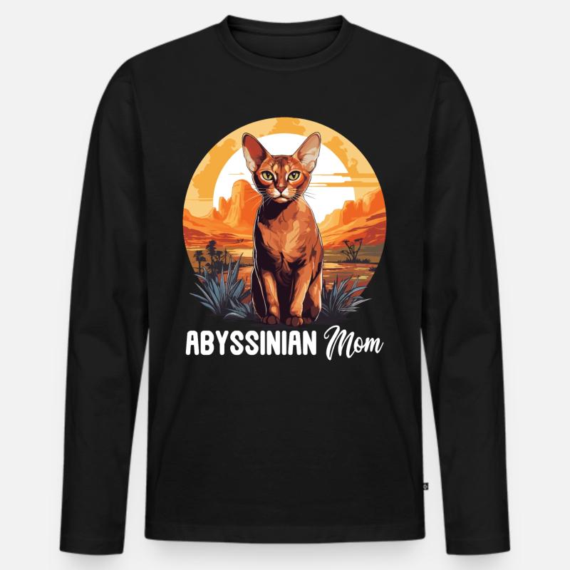 Abyssinian Cat Abessinierkatze - Männer Premium Bio Langarmshirt - Schwarz