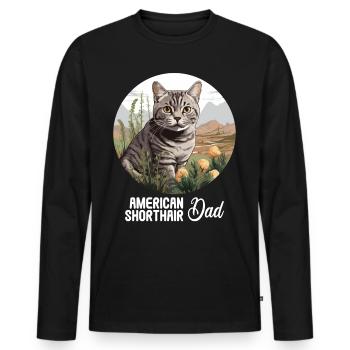 Cat Cats American Shorthair - Men's Premium Organic Long Sleeve Shirt - black - Front - Nico (187cm)