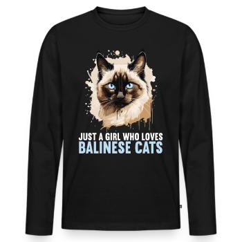 Chat balinais Balinesenkatze - T-shirt manches longues Premium bio Homme - noir - Devant - Nico (187cm)