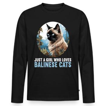 Chat balinais Balinesenkatze - T-shirt manches longues Premium bio Homme - noir - Devant - Nico (187cm)