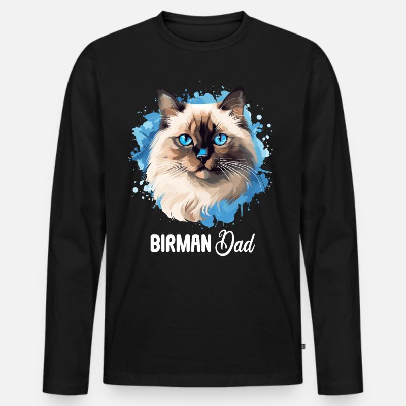 Birman Cat Birma Katze - Männer Premium Bio Langarmshirt - Schwarz