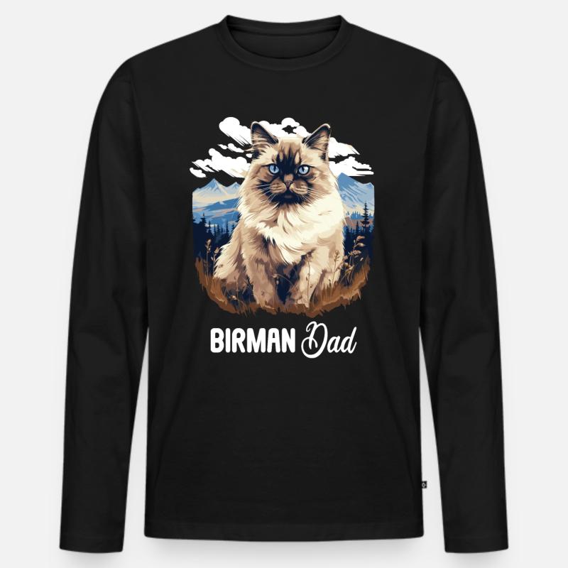 Birman Cat Birma Katze - Männer Premium Bio Langarmshirt - Schwarz