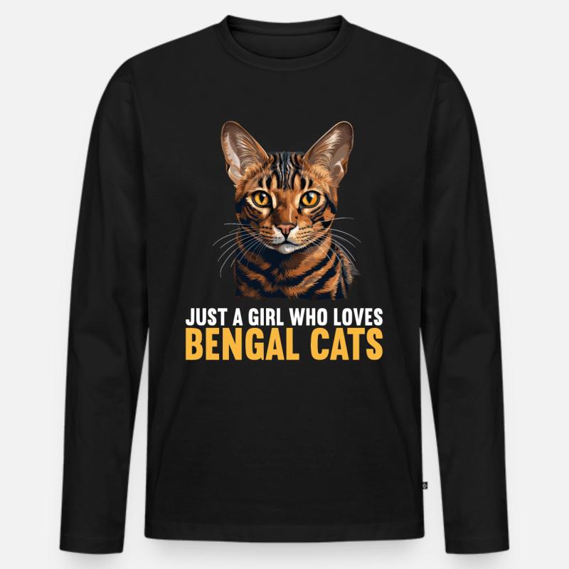 Bengal Cat Bengalkatze - Männer Premium Bio Langarmshirt - Schwarz