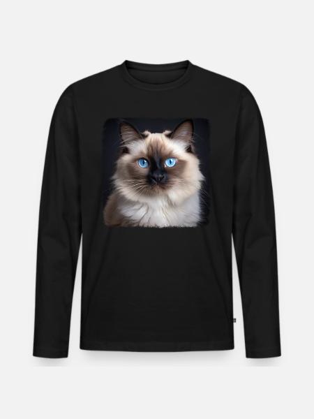 Birman Cat Birma Katze - Men's Premium Organic Long Sleeve Shirt - black