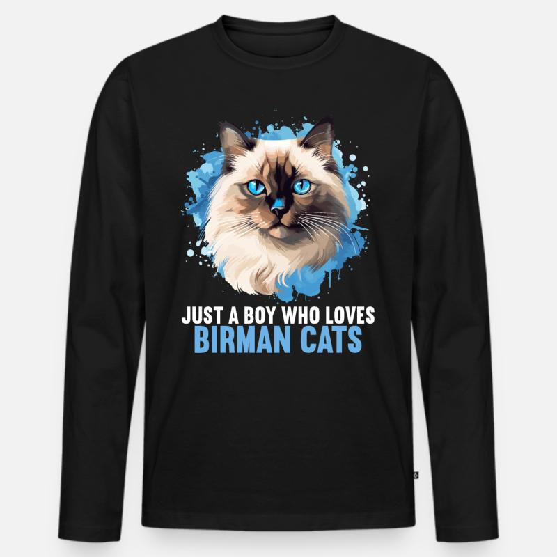Birman Cat Birma Katze - Männer Premium Bio Langarmshirt - Schwarz