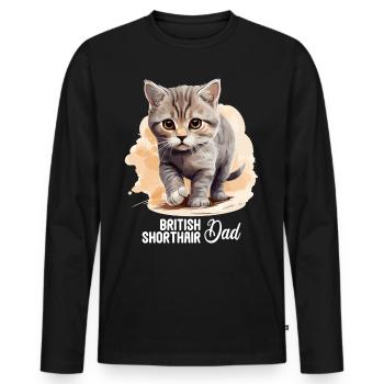 Cat Cats British Shorthair British Shorthair - Men's Premium Organic Long Sleeve Shirt - black - Front - Nico (187cm)