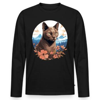 Burmese Cat Burma Katze - Men's Premium Organic Long Sleeve Shirt - black - Front - Nico (187cm)