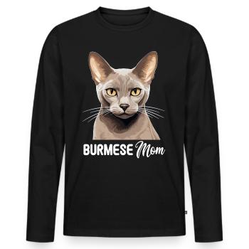 Burmese Cat Burma Katze - Men's Premium Organic Long Sleeve Shirt - black - Front - Nico (187cm)