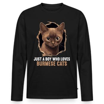 Burmese Cat Burma Katze - Männer Premium Bio Langarmshirt - Schwarz - Vorne - Nico (187cm)