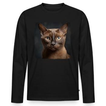 Burmese Cat Burma Katze - Männer Premium Bio Langarmshirt - Schwarz - Vorne - Nico (187cm)