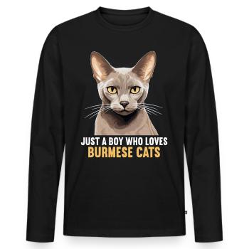 Burmese Cat Burma Katze - Men's Premium Organic Long Sleeve Shirt - black - Front - Nico (187cm)
