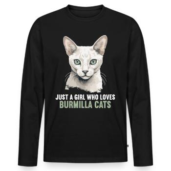 Burmilla Chaton Burmilla Chat - T-shirt manches longues Premium bio Homme - noir - Devant - Nico (187cm)