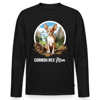 Cornish Rex Kätzchen Cornish Rex Katze - Männer Premium Bio Langarmshirt - Schwarz - Vorne - Nico (187cm)