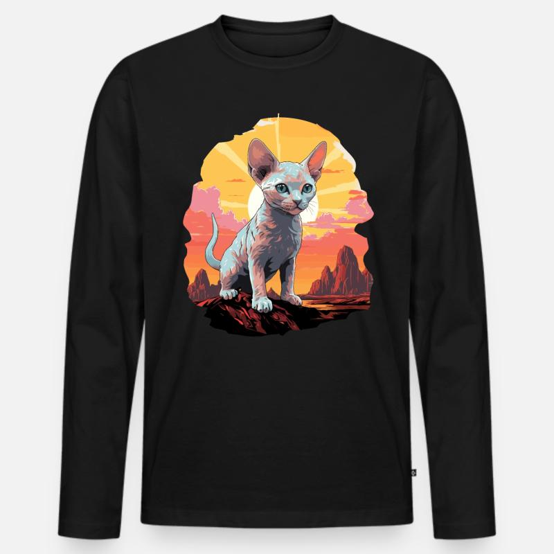Devon Rex Kätzchen Devon Rex Katze Männer Premium Bio Langarmshirt