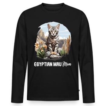 Mau égyptien Chaton Chat égyptien Mau - T-shirt manches longues Premium bio Homme - noir - Devant - Nico (187cm)