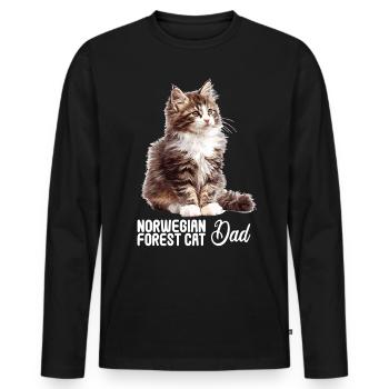 Norwegian Forest Cat Norwegische Waldkatze - Männer Premium Bio Langarmshirt - Schwarz - Vorne - Nico (187cm)