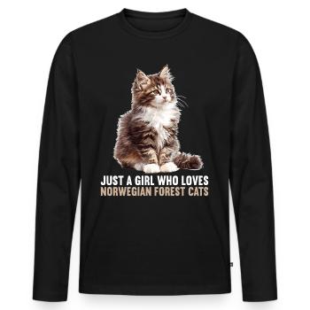 Norwegian Forest Cat Norwegische Waldkatze - Männer Premium Bio Langarmshirt - Schwarz - Vorne - Nico (187cm)