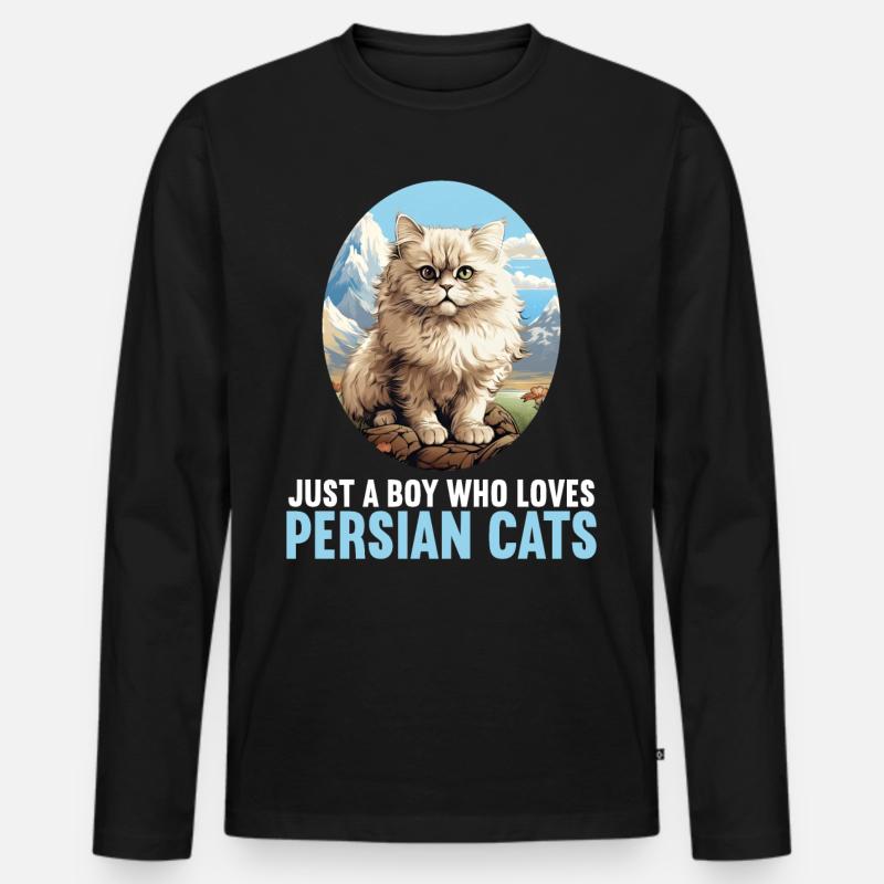 Persian Cat Perserkatze - Männer Premium Bio Langarmshirt - Schwarz