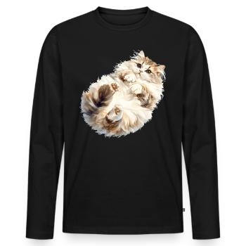 Ragamuffin Chaton Ragamuffin Chat - T-shirt manches longues Premium bio Homme - noir - Devant - Nico (187cm)