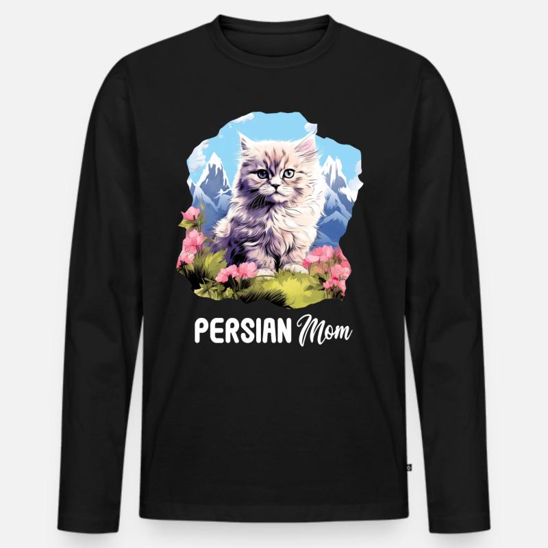 Persian Cat Perserkatze - Männer Premium Bio Langarmshirt - Schwarz
