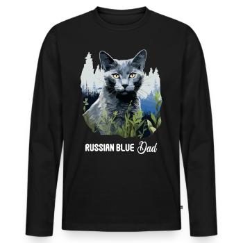 Russian Blue Cat Russisch Blau Katze - Men's Premium Organic Long Sleeve Shirt - black - Front - Nico (187cm)