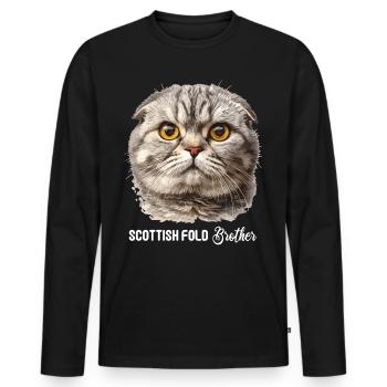 Scottish Fold Kätzchen Scottish Fold Katze - Männer Premium Bio Langarmshirt - Schwarz - Vorne - Nico (187cm)