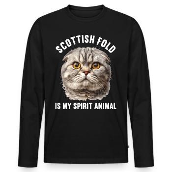 Scottish Fold Kätzchen Scottish Fold Katze - Männer Premium Bio Langarmshirt - Schwarz - Vorne - Nico (187cm)