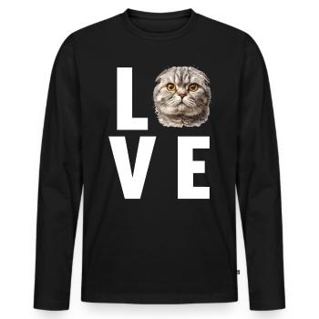 Scottish Fold Kätzchen Scottish Fold Katze - Männer Premium Bio Langarmshirt - Schwarz - Vorne - Nico (187cm)