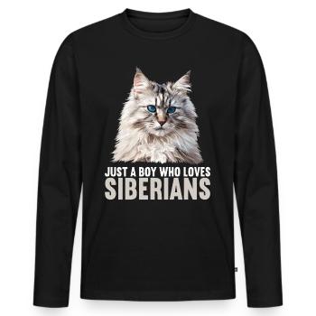 Siberian Cat Sibirische Katze - Männer Premium Bio Langarmshirt - Schwarz - Vorne - Nico (187cm)