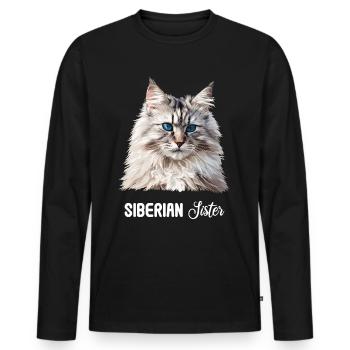 Siberian Cat Sibirische Katze - Männer Premium Bio Langarmshirt - Schwarz - Vorne - Nico (187cm)