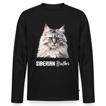 Siberian Cat Sibirische Katze - Männer Premium Bio Langarmshirt - Schwarz - Vorne - Nico (187cm)